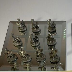 Pewter knights and dragons tic tac to